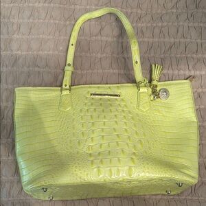 Lime Green Crocodile Embossed Tote Bag